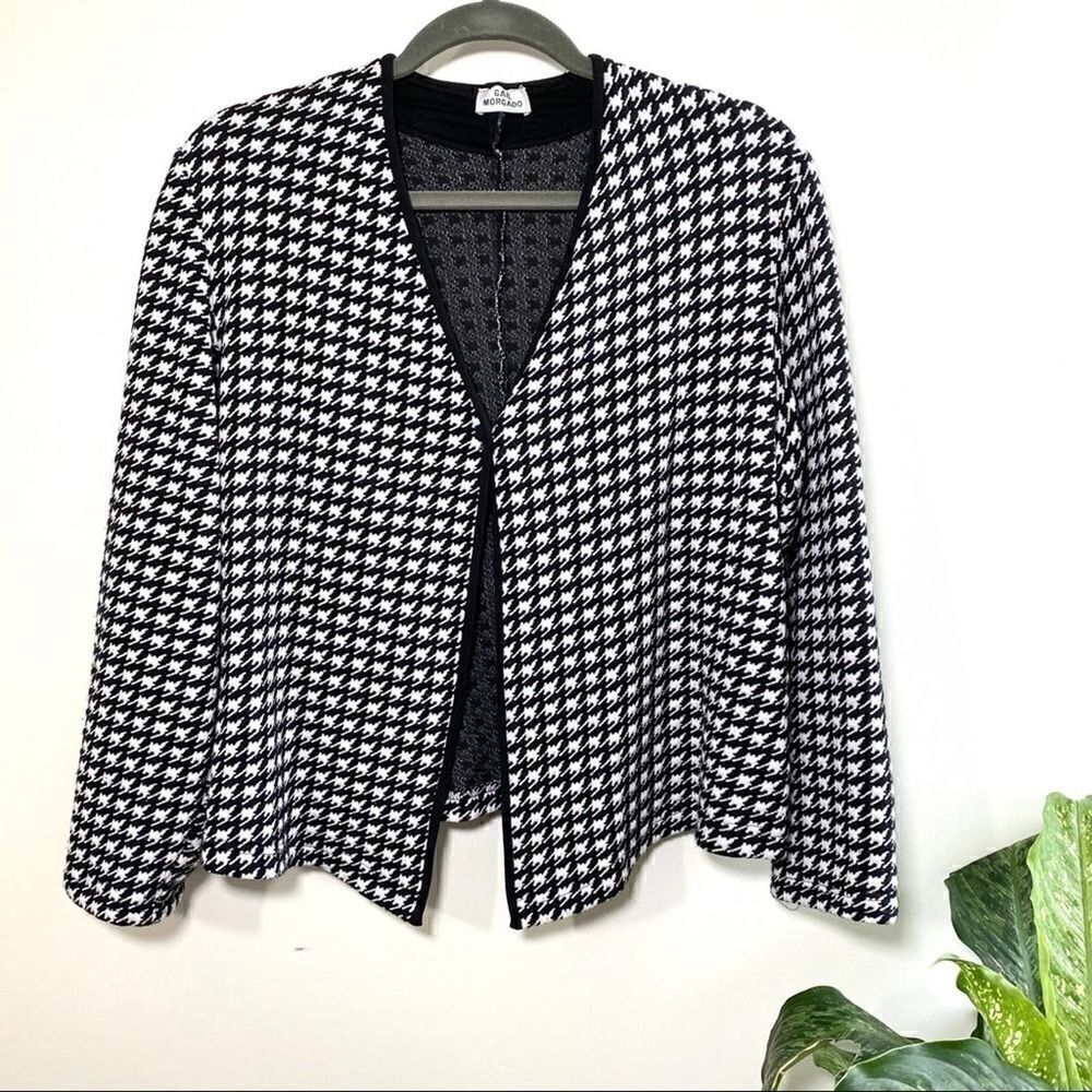 Gail morgado houndstooth black/white knit sweater